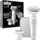 Braun Silk-&eacute;pil 9 Women's Epilator/Hair Remover for Long-Lasting Hair Removal, Shaving Attachment, Trimmer Attachment, 9-041, White/Silver