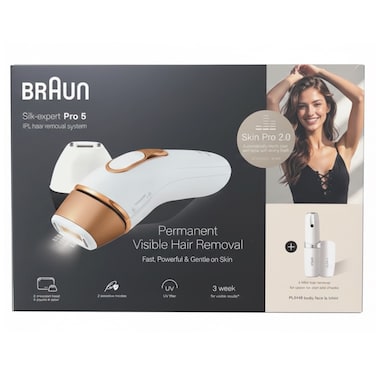 Braun Silk Expert Pro 5 IPL - Permanent Visible Hair Removal Device With Precision Head And Mini Face Remover &ndash; Fast &amp; Gentl