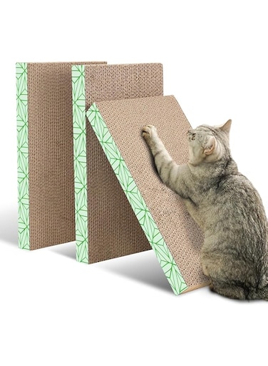 SAWA XL Wide Cat Scratching Board, Cardboard Cat Scratcher with Double-Sided Usability, Corrugate Cat Scratchers for Indoor Cats, Cat Scratch Pad with Premium Scratch Textures Design (Pack of 3)