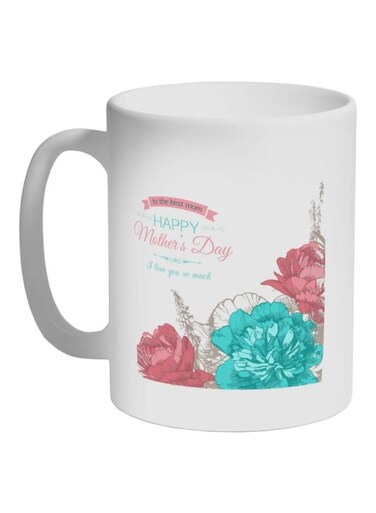 Happy Mother's Day Printed Ceramic Coffee Mug White/Blue/Pink