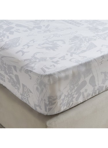 Box Batman Fitted Sheet for Kids - White, Twin Size