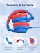 iClever Kids Headphones with Microphone for School, Volume Limiter 85/94dB, Over-Ear Boys Headphones for Kids with Shareport, Wired Headphones for iPad/Fire Tablet, Blue

