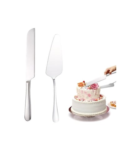 Cake Serving Set Wedding Cake Knife and Server Set Cake Cutting Utensils Stainless Steel Cake Cutter Serrated Cake Knife Professional Dessert Server for Cake Cheese Pie Pizza