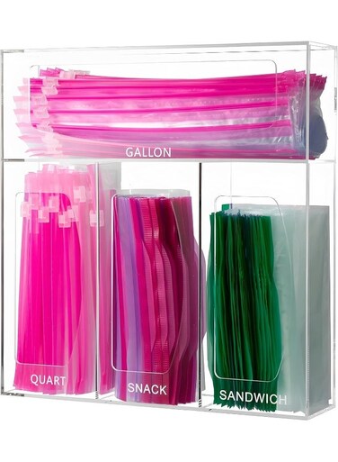 Acrylic Ziplock Bag Storage Organizer