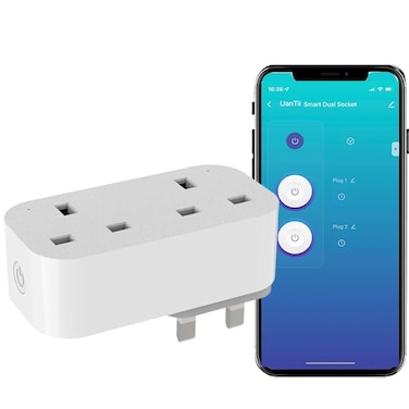 UanTii Smart Plug Tuya WIFI Double Socket Timing Schedule Wireless Smart Outlet Intelligent Smart Plug App Remote Control Works with Amazon Alexa and Google Home
