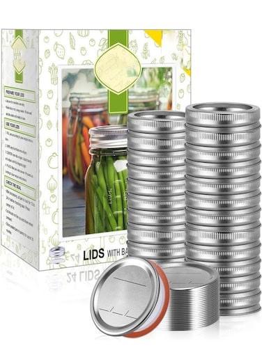 48Pcs Canning Lids with Rings Regular Mouth, Premium Mason Jar Lids with Bands/Rings for Ball, Kerr Jars - Food Grade Material, 100% Fit &amp; Airtight for Regular Mouth Mason Jars