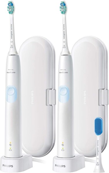 Philips Sonicare ProtectiveClean 4300 Rechargeable Toothbrush (2 Pack) - White / Light Blue