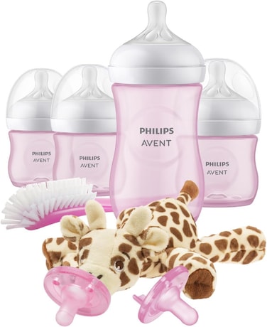 فيليبس أفينت، رضاعة ناتشورال للأطفال مع حلمة الاستجابة الطبيعية، طقم هدايا وردي مع دمية سناجل