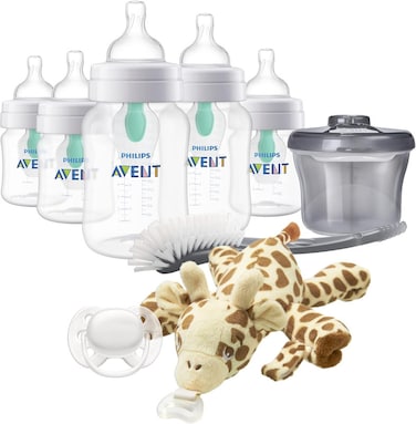 Philips Avent Anti-Colic Baby Bottle with AirFree Newborn Gift Set with Snuggle, Clear