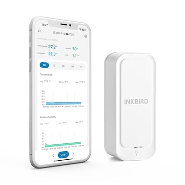INKBIRD ITH-11-B Bluetooth Thermo-hygrometer, Bluetooth 5.0 Temperature and Humidity Monitor, APP Remote Control, IP65 Waterproof, 2 Years Data Storage and Export
