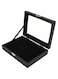 Luqeeg Pin Display Case, Transparent Glass Cover, Jewelry Storage Box, Home Badge Shadow Box with Dustproof Lid, Robust Composite Wood and Leather, For Home and Jewelry Store (S)