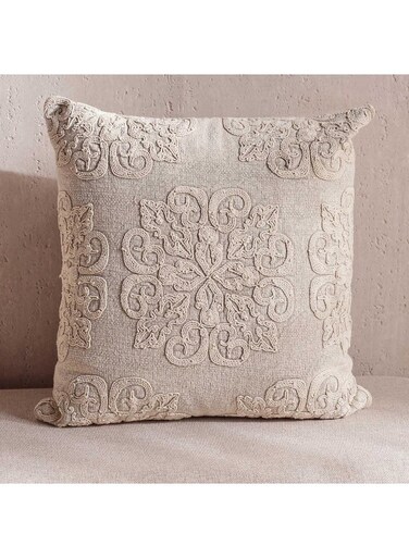 Home Mariah Embroidered Down Alternative Filled Cushion 50X50cm - Natural