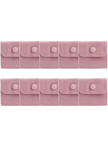 Hsiwto Pack of 10 Velvet Jewelry Pouch Storage Bags Portable Jewelry Gift Bag With Snap Button, Small Pink