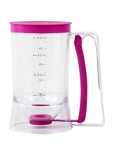 WENH Pancake Cupcake Batter Dispenser Tool - for Cupcakes Crepes,Waffles with Measuring Label Squeeze Handle Bracket (Rose Pink)