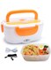 Lunch Box 2 in 1, Portable Food Warmer Heating,Food-Grade Container, 12V 110V 40W Adapter, Car Truck Home Work Use, Spoon and 2 Compartments Included (orange)