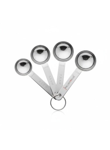 MILLERMAUS Stainless Steel Measuring Spoon Set - 4 Piece Professional Kitchen Measuring Spoons