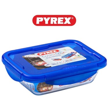 Pyrex Cook&amp;Go 0.8L Rectangle Storage Dish with Airtight Lid - Versatile Freezer-to-Oven Solution