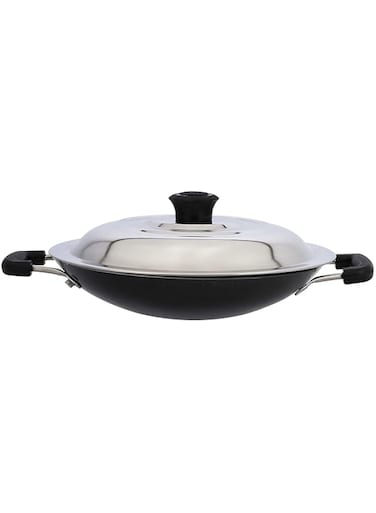 Delcasa Non Stick Appa Chatti With Stainless Steel Lid, Dc1913 Aluminum, Durable 3 Layer Construction, Cool Touch Handle, Suitable For All Types Of Hobs, Multi