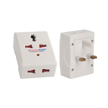 Terminator 3 Way Universal Multi Adaptor One 3 Pin &amp; Two 2 Pin Without Earth Light 13A 3 Pin Flat (4Pcs Pack)