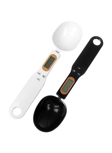 Food Scale Spoon Stainless Steel Digital Kitchen Scale 500g 0.1g Measuring Spoons Digital Display Accurate Electronic Measuring Cup for Kitchen and Lab Black White