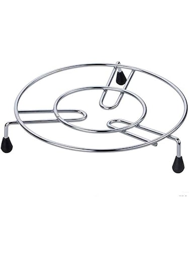 Sulfar Pot Stand Stainless Steel Trivet Round Steamer Rack for Kitchen Heat Resistant Hot Plate Dishes Holder Cooker Donga Stand (Silver)