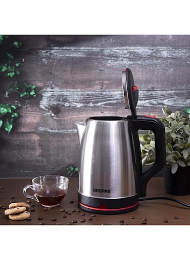 Geepas-GK38042 1.8L Electric Kettle - Stainless Steel Body  Auto Shut-Off &amp; Boil-Dry Protection   Heats up Quickly &amp; Easily   Boil for Water, Tea &amp; Coffee Maker