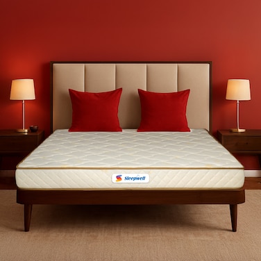 Sleepwell Utsav 2.0 Resitec Foam Single Bed Size Medium Firm Neem Fresche Technology Anti Sag Mattress (200L x 90W x 15H cm)