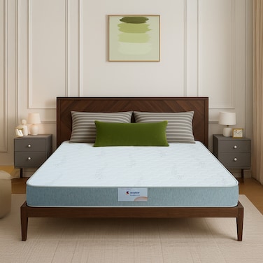 Sleepwell Durafirm 2.0   Visco Medicated Foam   Twin Bed Size   Medium Firm   Neem Fresche Technology   Anti Sag Mattress (200L x 120W x 15H cm)