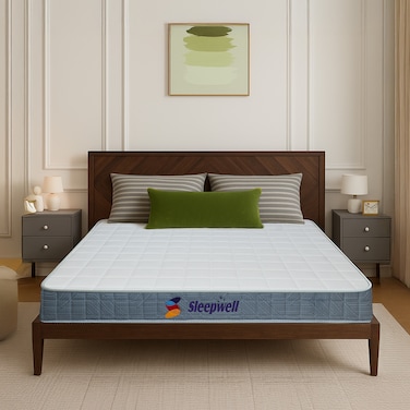 Sleepwell Durafirm 2.0 Visco Medicated Foam Twin Bed Size Medium Firm Neem Fresche Technology Anti Sag Mattress (200L x 120W x 15H cm)