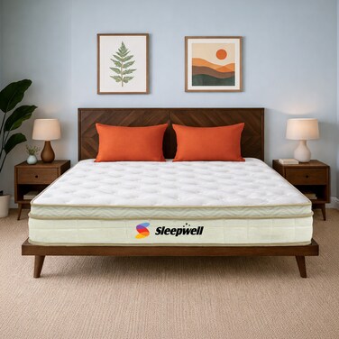 Sleepwell Fitrest Classic Acuprofile PU Foam King Bed Size Medium Firm Neem Fresche Technology Anti Sag Mattress (200L x 180W x 20H cm)