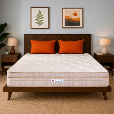 Sleepwell Fitrest Classic Acuprofile PU Foam Super King Bed Size Medium Firm Neem Fresche Technology Anti Sag Mattress (200L x 200W x 20H cm)