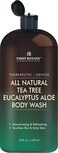 First Botany, ALL Natural Body Wash - Fights Body Odor, Athlete's Foot, Jock Itch, Nail Issues, Dandruff, Acne, Eczema, Shower Gel for Women &amp; Men, Skin Cleanser -16 fl oz (Tea Tree Eucalyptus)