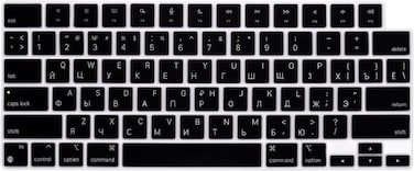 US Layout Russian Language Silicone Keyboard Cover for MacBook Air 13.6" &amp;15" M2/M3 A2681/A3113,M2/M3 A2941/A3114, 2023-2021 MacBook Pro 14" &amp; 16" A2918/A2992/A2442/A2779/A2991/A2485/A2780, Black