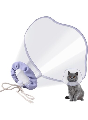Azonee Cat Cone, Cat Cones Alternative to Stop Licking and Scratching, Soft Cone for Cats After Surgery with Drawstrings, Comfortable Pet Cones for Cats to Recovery Wound (M)