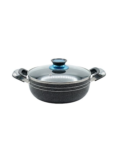 Dutch Oven 26cm with Glass Cover KW-SP - Large Non-Stick Aluminium Cooking Pot, Even Heat Distribution, Durable Construction, Easy to Clean, Perfect for Stews, Soups &amp; Healthy Home Cooking