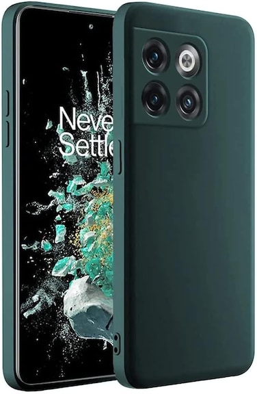 Muzz Silicone Case for Oneplus 10T / Oneplus Ace Pro, Liquid Gel Rubber Bumper Case with Soft Microfiber Lining Cushion Slim Hard Shell Shockproof Protective Cover for Oneplus 10T / Ace Pro (Green)