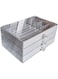 Jemjosh Clear Acrylic Velvet Jewelry Organizer with 3 Drawers, Stackable Display Storage Earrings Necklace Rings Bracelets Box Holder Case for Women, Grey
