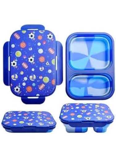 Folding Silicone Lunch Boxes For Kids (Deep Blue)