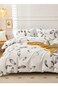 Home King size 6 pieces set: 1 Duvet cover - 220*240cm.; 1 Fitted sheet - 200*200cm+30cm.; 4 Pillow covers - 50*75cm. White bed linen with black feather.