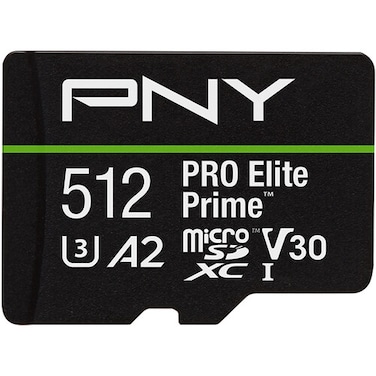 PNY Memory Card Pro Elite Prime MicroSD With Adapter 200MB/S 512GB (International Version)