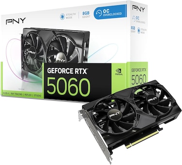 PNY GeForce RTX 5060 8GB Overclocked Dual Fan DLSS 4 Graphics Card