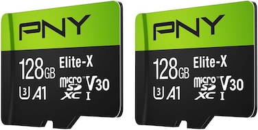 PNY Memory Card Micro SD Elite-X (2 Pack) With Adapter 100mb/S 128GB (International Version)