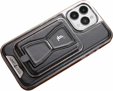 Limitless for iPhone 15 Pro Leather Case, Soft Touch Full-Body Protective Cover, Premium Shockproof Case with Removable Card Holder, Hassle-Free Wireless Charging Compatible (Black, iphone15promax)