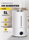 Cool Mist Purification Touch Display Smart Humidifier with Himidity Display UV Lamp Sterilization and 3 Mist Level for Home, Rooms &amp; Office white
