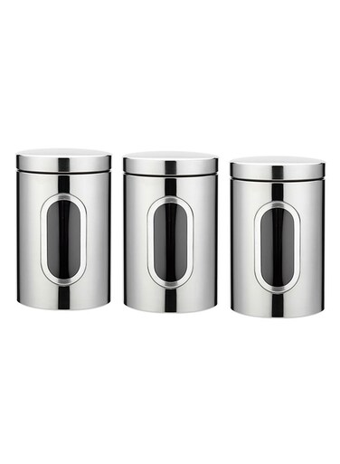 3-Piece Food Storage Container Set With Lids Silver 34centimeter