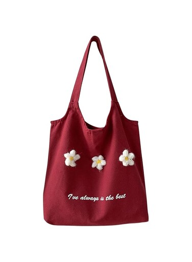 Canvas Tote Bag Natural Cotton Shopping Tote Bags for Women Girls Ladies Canvas Shoulder Bag Handbag Reusable Shopper Totes, M