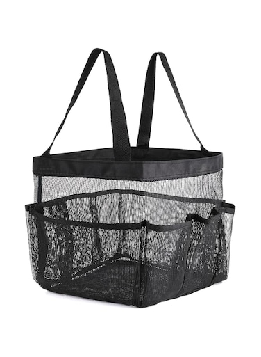 THE WHITE SHOP Mesh Tote Bag Portable for College Dorm Room Essentials, Portable Shower Caddy Travel Tote Beach Bag with Large Capacity, Hanging Shower Bag,7.1 x 7.9 x 5.5 inch