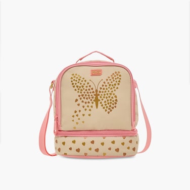 Lunch Bag-Butterfly-2 Cmprt-7L-Age 5-8 (Polyester) Yellow \ 24X12X20