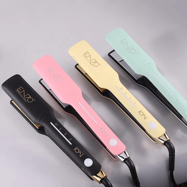 PrecisionWare Enzo EN-3994 Professional Hair Straightener, Advanced Heat Settings, Nano Titanium Plates, Ergonomic Design, Perfect For Smooth, Sleek, Frizz-Free Hair -Intl Version (Yellow)