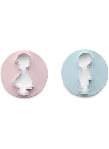 IBILI Cookie Cutter Set Boy &amp; Girl 2 Pieces of Plastic, Pink/Light Blue, 2 x 10 x 10 cm